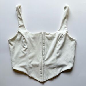 NWOT White Square Neck Hook Front Corset Triangle Top